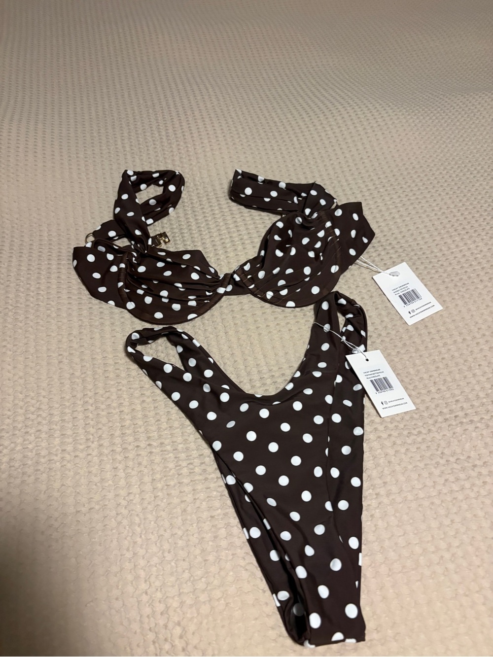 Polka Dot Brown & White Women's Bikini Set